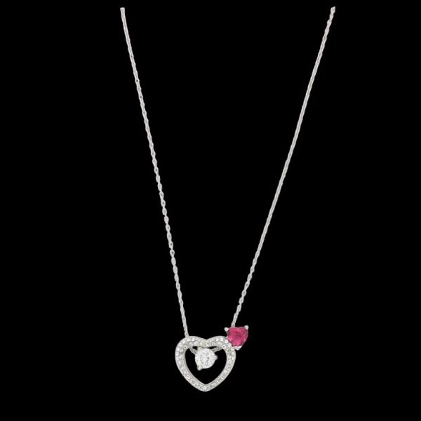 БИЖУТЕРИЯ - КОЛИЕ - МЕСИНГ И ЦИРКОН - СЪРЦЕ К169 - 1.4х1.3см НИКЕЛ-БЯЛО-ЦИКЛАМА - ПАКЕТ 6 бр.