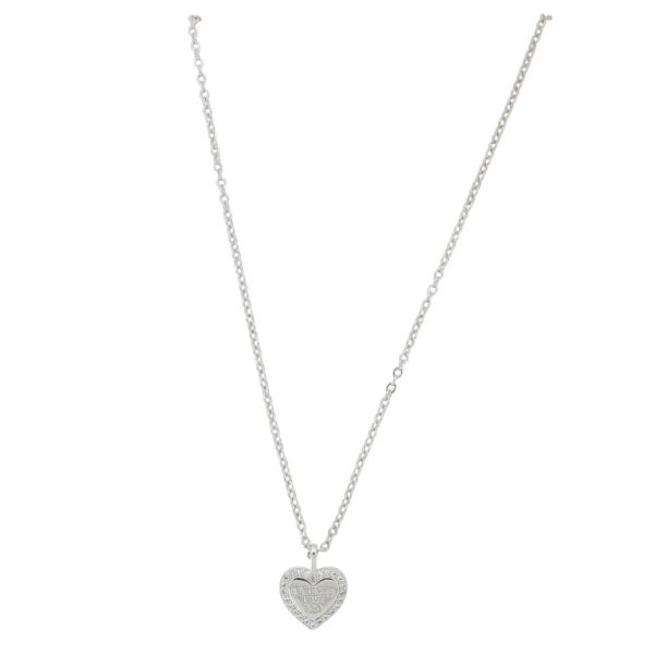 JEWELRY - NECKLACE - BRASS AND ZIRCON - HEART К184 - 1.1x1.2cm NICKEL AND WHITE - PACKAGE 6pcs.