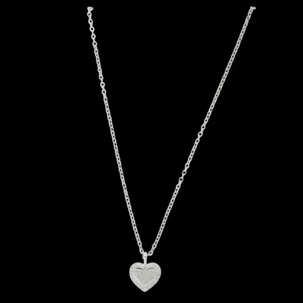 JEWELRY - NECKLACE - BRASS AND ZIRCON - HEART К184 - 1.1x1.2cm NICKEL AND WHITE - PACKAGE 6pcs.