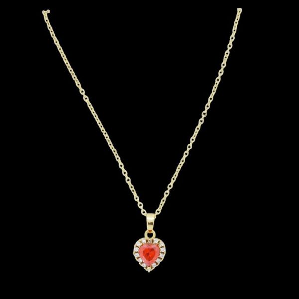 БИЖУТЕРИЯ - КОЛИЕ - МЕСИНГ И ЦИРКОН - СЪРЦЕ К209 - 1.0х1.8см ЗЛАТИСТО-БЯЛО-ОРАНЖЕВО - ПАКЕТ 6 бр.