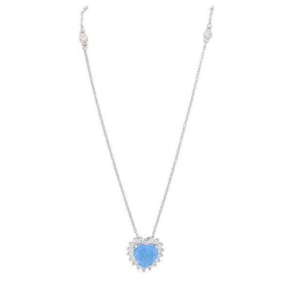 JEWELRY - NECKLACE - BRASS AND ZIRCON - HEART К214 - 1.4x1.4cm NICKEL-WHITE-BLUE (LIGHT) - 1pc.