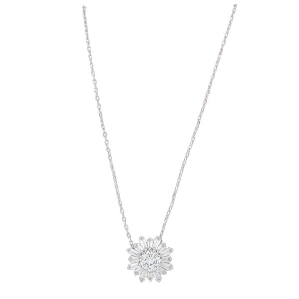 JEWELRY - NECKLACE - BRASS AND ZIRCON - FLOWER К186 - 1.6x1.6cm NICKEL AND WHITE - PACKAGE 6pcs.