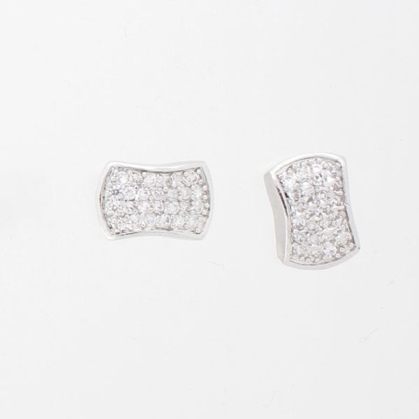 БИЖУТЕРИЯ - ОБЕЦИ - ВИНТ - МЕСИНГ И ЦИРКОН - Е909  - НИКЕЛ-ЦИКЛАМА-ЗЕЛЕНО - ПАКЕТ 6 чифта