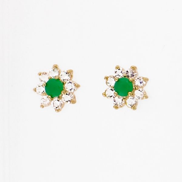 БИЖУТЕРИЯ - ОБЕЦИ - ВИНТ - МЕСИНГ И ЦИРКОН - ЦВЕТЕ 904  - ЗЛАТИСТО-БЯЛО-ЗЕЛЕНО - ПАКЕТ 6 чифта