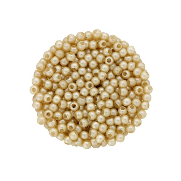 ACRYLIC IMITATION PLASTIC PEARLS MATTED - BALL - 4mm CHAMPAGNE (DARK) 128 - 50g Hole-1.7mm (2120pcs.)