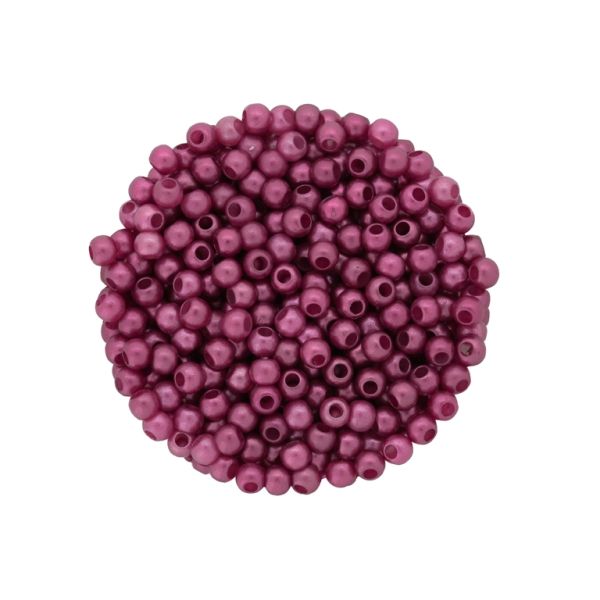 ACRYLIC IMITATION PLASTIC PEARLS MATTED - BALL - 4mm CYCLAMEN (DARK) 152 - 50g Hole-1.7mm (2065pcs.)