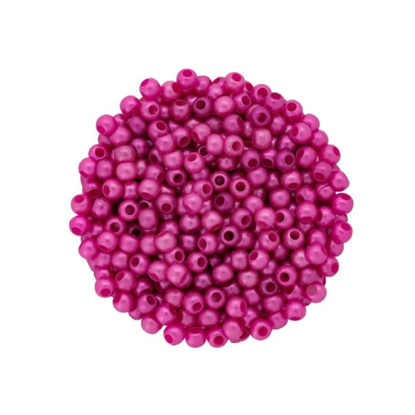 ACRYLIC IMITATION PLASTIC PEARLS MATTED - BALL - 4mm CYCLAMEN 149 - PACKAGE 500g Hole-1.7mm (19850pcs.)