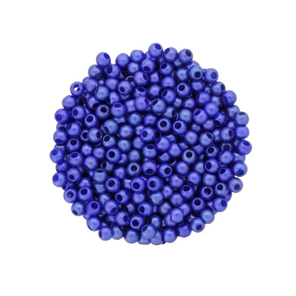 ACRYLIC IMITATION PLASTIC PEARLS MATTED - BALL - 4mm BLUE 164 - PACKAGE 500g Hole-1.7mm (20550pcs.)