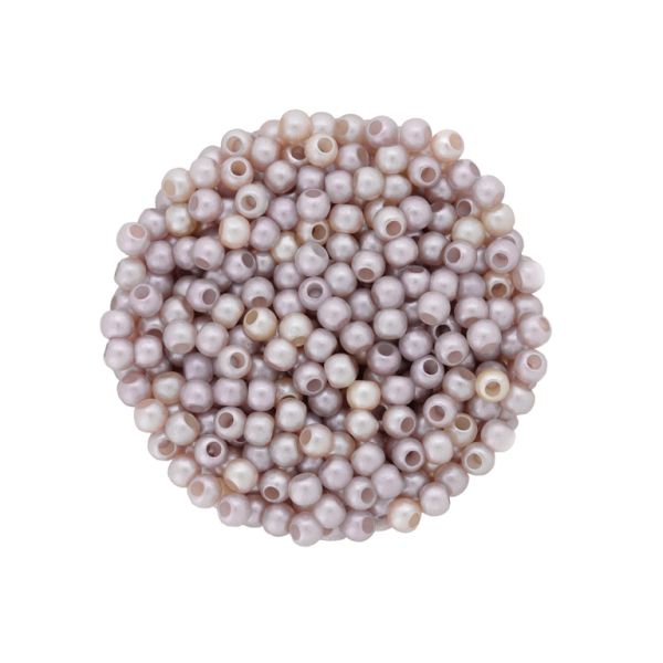 ACRYLIC IMITATION PLASTIC PEARLS MATTED - BALL - 4mm MIX ROSE DUST (LIGHT) AND WHITE - 50g Hole-1.7mm (2015pcs.)