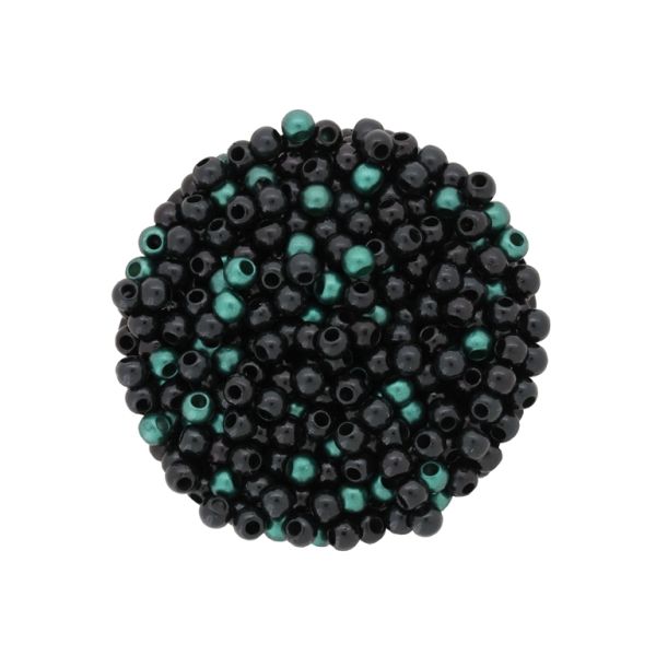 ACRYLIC IMITATION PLASTIC PEARLS MATTED - BALL - 4mm MIX GREEN (DARK) AND BLACK - 50g Hole-1.7mm (1950pcs.)