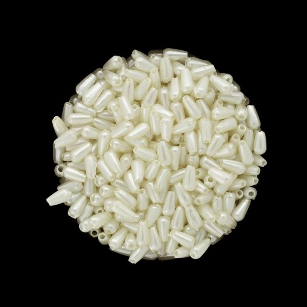 ACRYLIC IMITATION PLASTIC PEARLS - DROP - 6x3mm ECRU 162 - 50g Hole-1.2mm (2050pcs.)