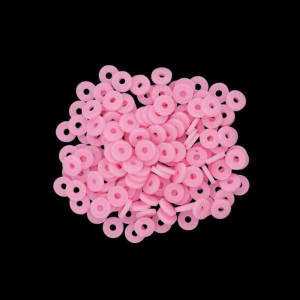 POLYMER CLAY FIMO BEADS - WASHER 01 - 6mm - PINK (LIGHT) 017 - PACKAGE 500g (11 560pcs.) Hole-2.0mm
