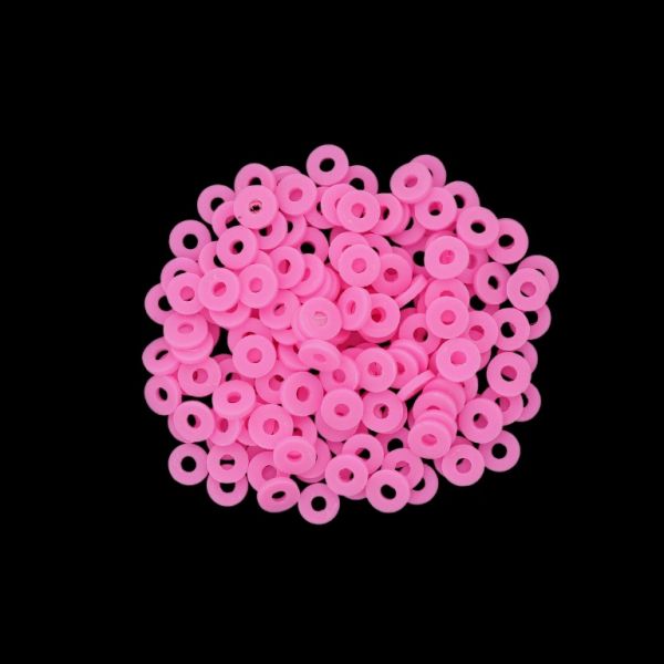 POLYMER CLAY FIMO BEADS - WASHER 01 - 6mm - PINK 018 - 25g (790pcs.) Hole-2.0mm