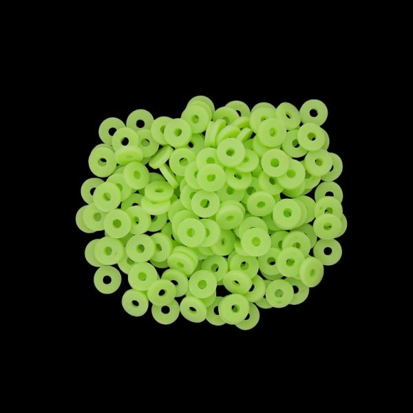 POLYMER CLAY FIMO BEADS - WASHER 01 - 6mm - GREEN (LIGHT) 009 - PACKAGE 500g (12 440pcs.) Hole-2.0mm