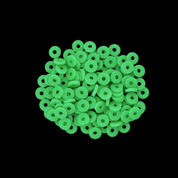POLYMER CLAY FIMO BEADS - WASHER 01 - 6mm - GREEN 011 - PACKAGE 500g (11 620pcs.) Hole-2.0mm