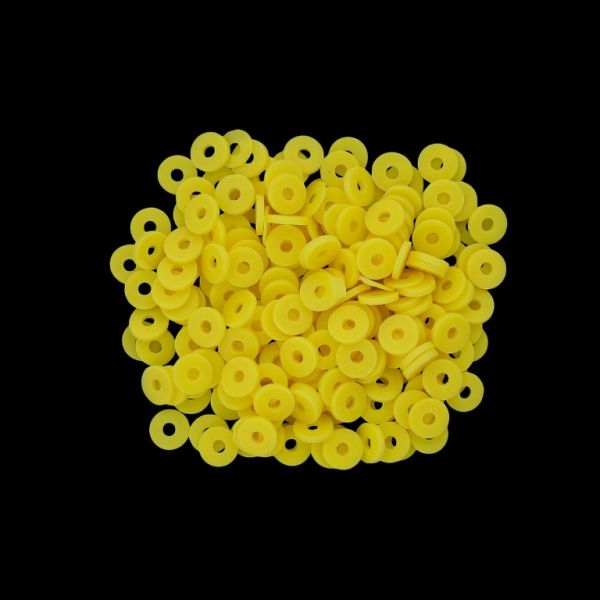 POLYMER CLAY FIMO BEADS - WASHER 01 - 6mm - YELLOW 004 - 25g (750pcs.) Hole-2.0mm