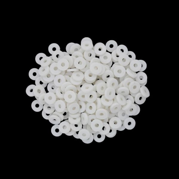 POLYMER CLAY FIMO BEADS - WASHER 01 - 6mm - WHITE 001 - 25g (605pcs.) Hole-2.0mm