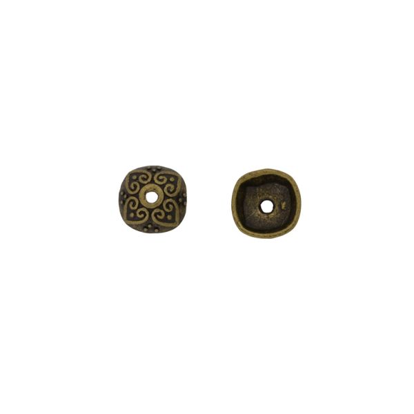 METAL BEADS - HAT - HEARTS 01 - 10x1.2mm ANTIQUE BRONZE - PACKAGE 200pcs. Hole-1.6mm