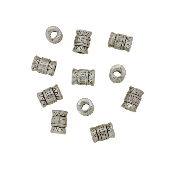 METAL BEADS - CYLINDER 10 ELEMENTS - 8x5mm NICKEL - 15pcs. Hole-2.5mm