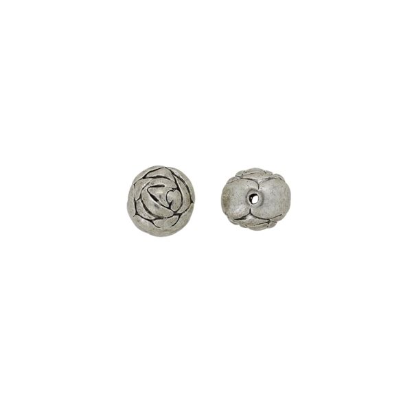 METAL BEADS - BALL ROSE 01 - 9mm NICKEL - 4pcs. Hole-1.0mm