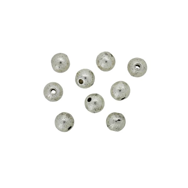 METAL BEADS - BALL - 8x5mm NICKEL - 15pcs. Hole-1.2mm