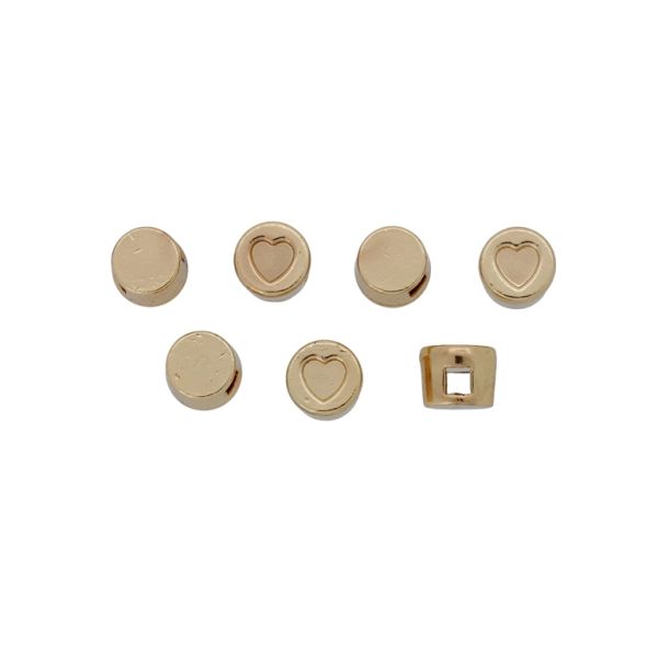 METAL BEADS - HEART 44 - 6x5mm GOLD (DARK) - PACKAGE 100pcs. Hole-2.0mm