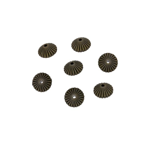 METAL BEADS - BICONUS RELIEF STRIPE 03 - 5x8mm ANTIQUE BRONZE - 10pcs. Hole-1.0mm
