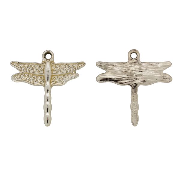 METAL BEADS - PENDANT - DRAGONFLY 05 - 24x25x2mm GOLD (LIGHT) - 3pcs. Hole-1.8mm