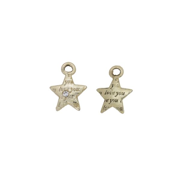 МЕТАЛНИ МЪНИСТА - ВИСУЛКА - ЗВЕЗДА 17 - 12х16х3мм ЗЛАТИСТО СВ. - ПАКЕТ 80 бр. Отвор-2.2мм