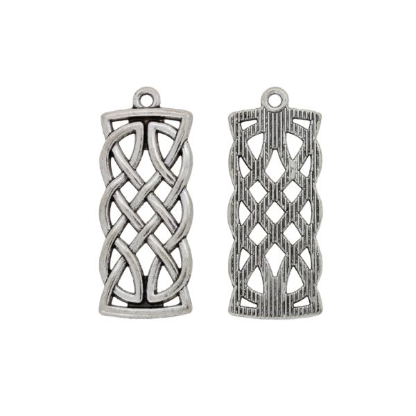 METAL BEADS - PENDANT - CELTIC KNOT 03 - 13x33x1.5mm NICKEL - 4pcs. Hole-1.6mm