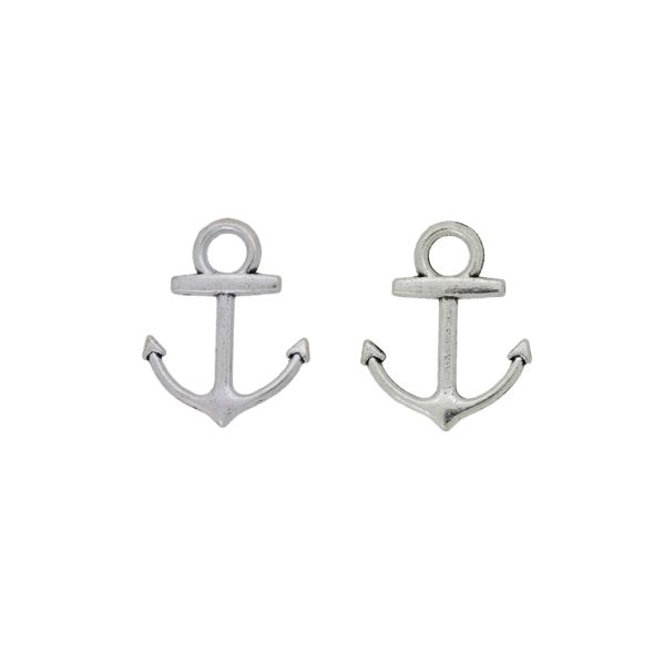METAL BEADS - PENDANT - ANCHOR 12 - 15x19x2mm NICKEL - 12pcs. Hole-3.2mm
