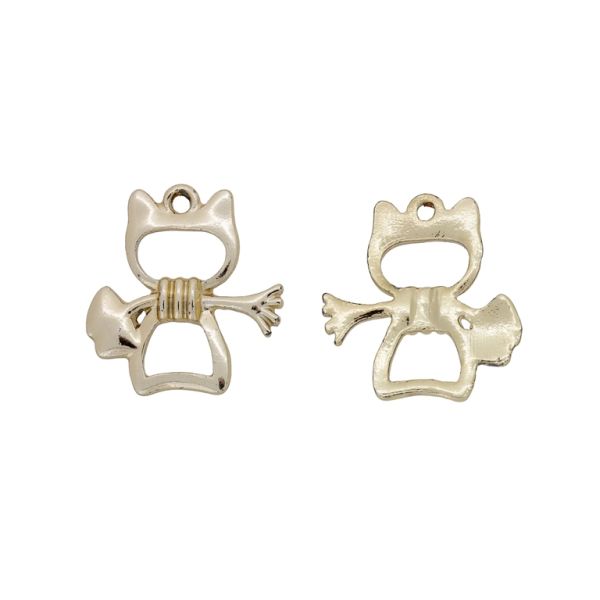 METAL BEADS - PENDANT - CAT 03 FISH - 19x21x1mm GOLD - PACKAGE 30pcs. Hole-1.6mm