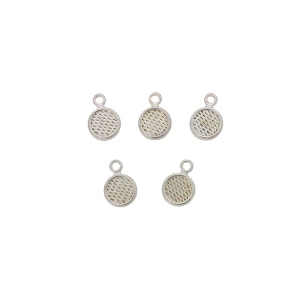 METAL BEADS - PENDANT - CIRCLE 36 - 6x9x1mm SILVER - 30pcs. Hole-1.0mm