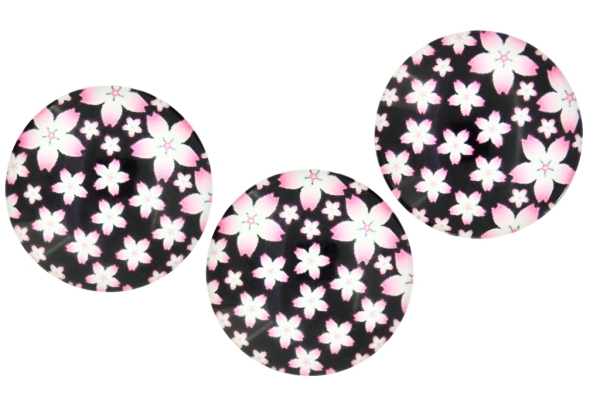 GLASS BEADS - CABOCHONS PATTERN - ROUND 35 MM - FLOWERS - PINK 02 - 10 pcs.