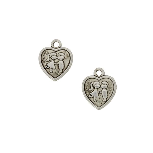 МЕТАЛНИ МЪНИСТА - ВИСУЛКА - СЪРЦЕ 38 ДВОЙКА - 13х16х2мм НИКЕЛ - 8 бр. Отвор-2.0мм