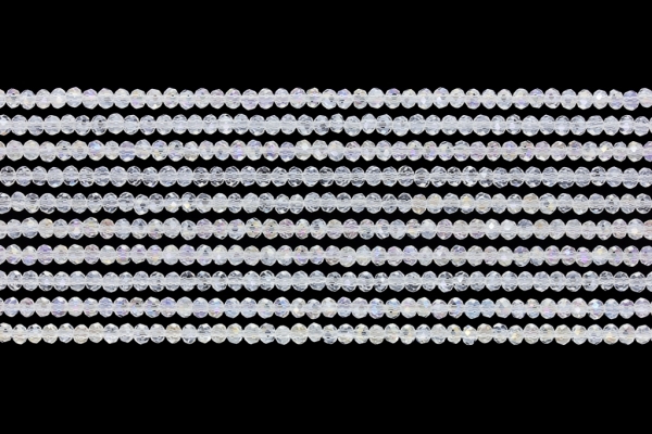 GLASS BEADS - FACETED RONDELLE CRYSTALS - 2.5x2mm - AB TRANSPARENT - WHITE 097 - PACKAGE (10x166pcs.) Hole-0.8mm