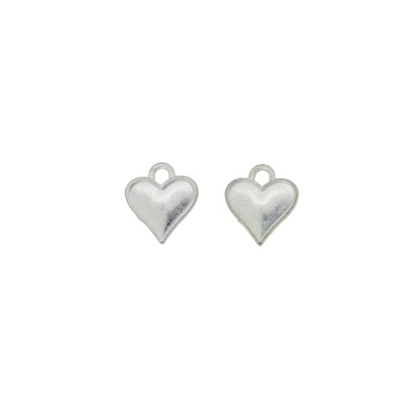 METAL BEADS - PENDANT - HEART 41 - 10x12x1mm SILVER - PACKAGE 200pcs. Hole-1.8mm