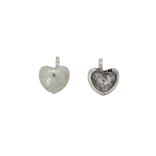 METAL BEADS - PENDANT - HEART 45 - 12x14x6mm NICKEL - PACKAGE 50pcs. Hole-2.0mm