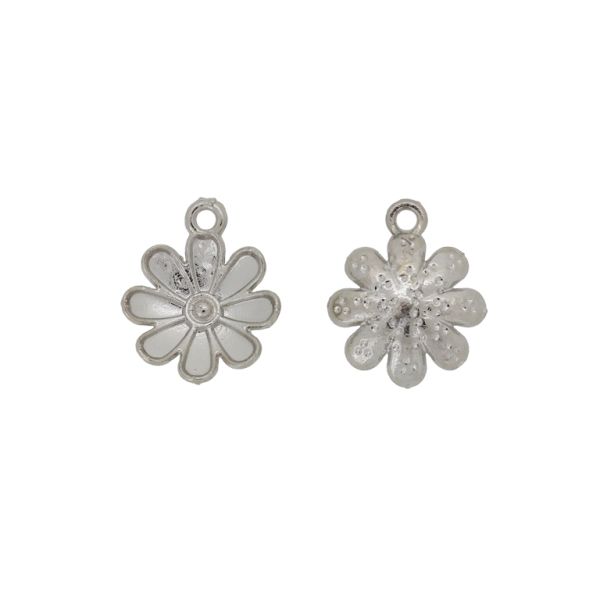 METAL BEADS - PENDANT - FLOWER 28 - 15x19x4mm NICKEL - PACKAGE 60pcs. Hole-1.6mm