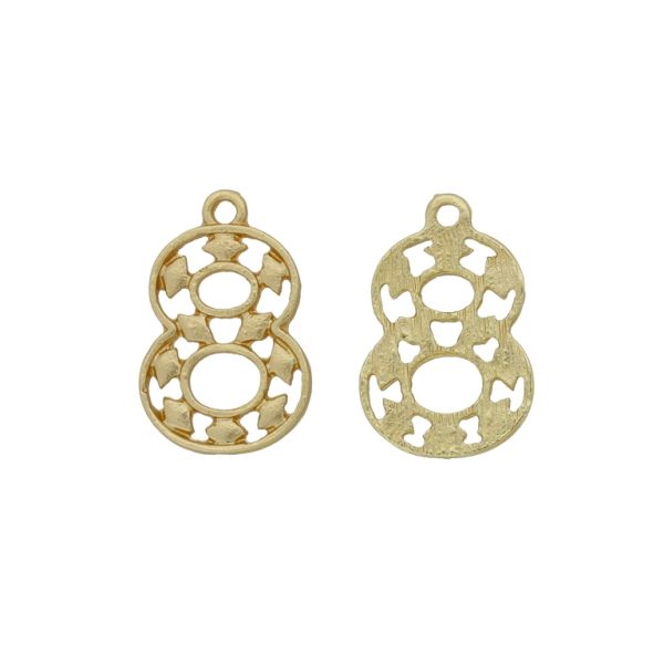 METAL BEADS - PENDANT - NUMBER 8 01 - 15x23x2mm GOLD - 3pcs. Hole-1.8mm