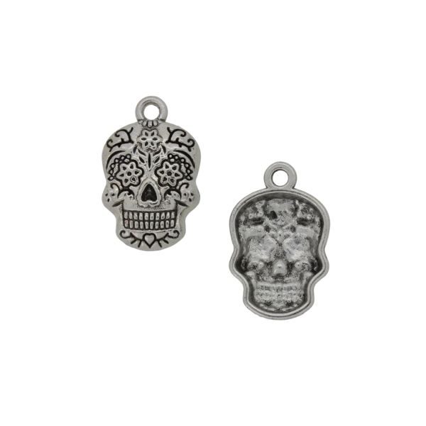 МЕТАЛНИ МЪНИСТА - ВИСУЛКА - ЧЕРЕП 02 - 14х21х4мм НИКЕЛ - ПАКЕТ 40 бр. Отвор-1.8мм