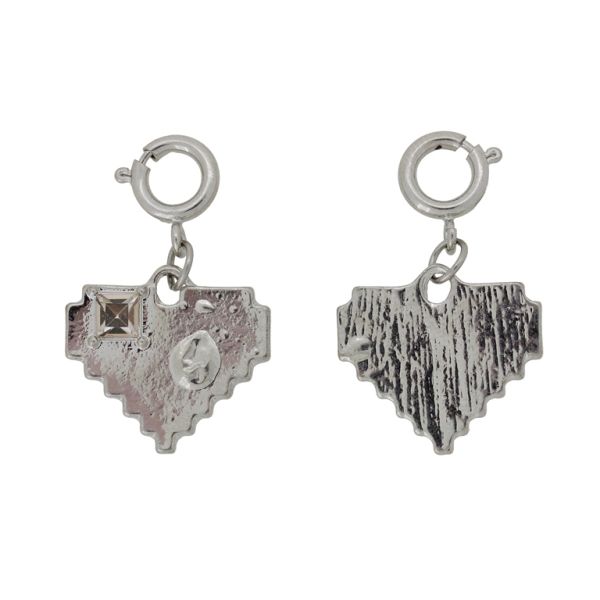 METAL BEADS - PENDANT WITH CLASP - HEART 42 - 20x18x2mm NICKEL - SECOND-RATE - PACKAGE 30pcs. Hole-2.0mm