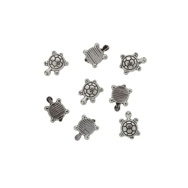 METAL BEADS - TURTLE 04 - 8x7x3mm NICKEL - PACKAGE 200pcs. Hole-1.4mm