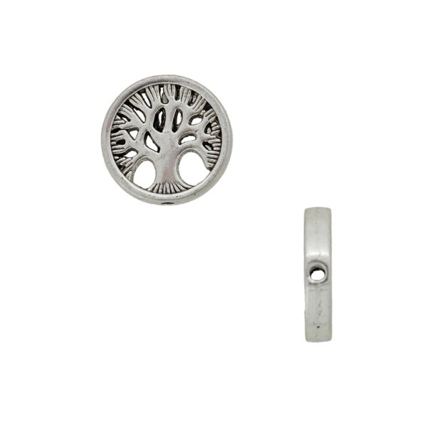 METAL BEADS - CIRCLE 38 TREE OF LIFE - 18x4mm NICKEL - 3pcs. Hole-1.6mm