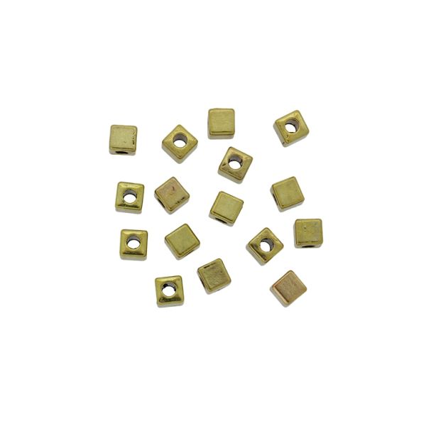 METAL BEADS - CUBE 01 - 3x3mm GOLD - PACKAGE 250pcs. Hole-1.6mm