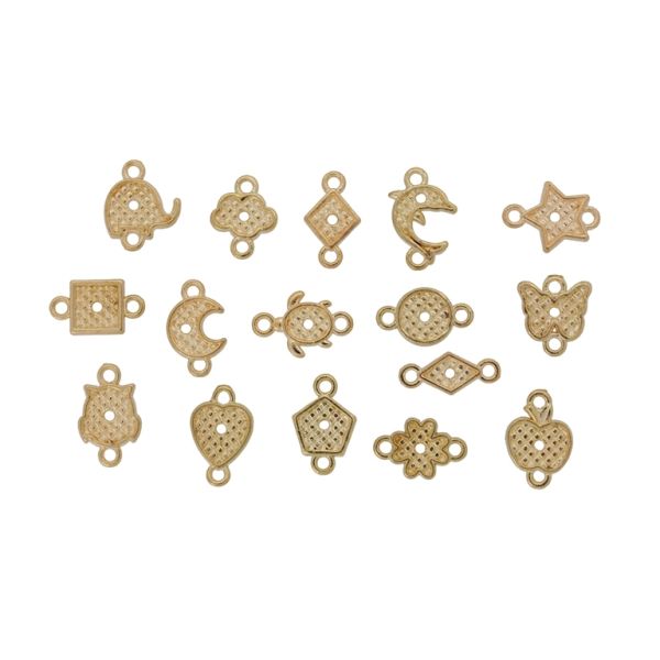 METAL BEADS - CONNECTING ELEMENT - 2 RINGS - MIX - 12x9mm GOLD (DARK) - PACKAGE 200pcs. Hole-1.5mm