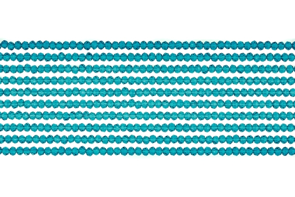 GLASS BEADS - FACETED RONDELLE CRYSTALS - 2.5x2mm - TRANSPARENT - TURQUOISE 022 - PACKAGE (10x166pcs.) Hole-0.8mm