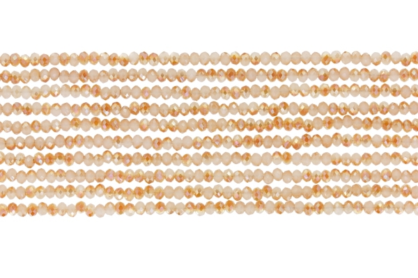 GLASS BEADS - FACETED RONDELLE CRYSTALS - 2.5x2mm - UV - BEIGE 076 - PACKAGE (10x166pcs.) Hole-0.8mm