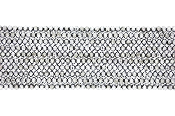 GLASS BEADS - FACETED RONDELLE CRYSTALS - 3x2mm - METALLIC - SILVER 110 - PACKAGE (10x126pcs.) Hole-0.8mm