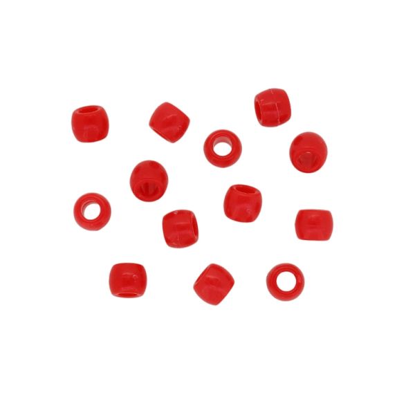 OPAQUE PLASTIC BEADS - CYLINDER 01 - 6x8mm RED 028 - PACKAGE 500g Hole-4.0mm (2450pcs.)